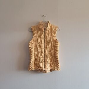 pale yellow christopher & banks large quilted puffer vest